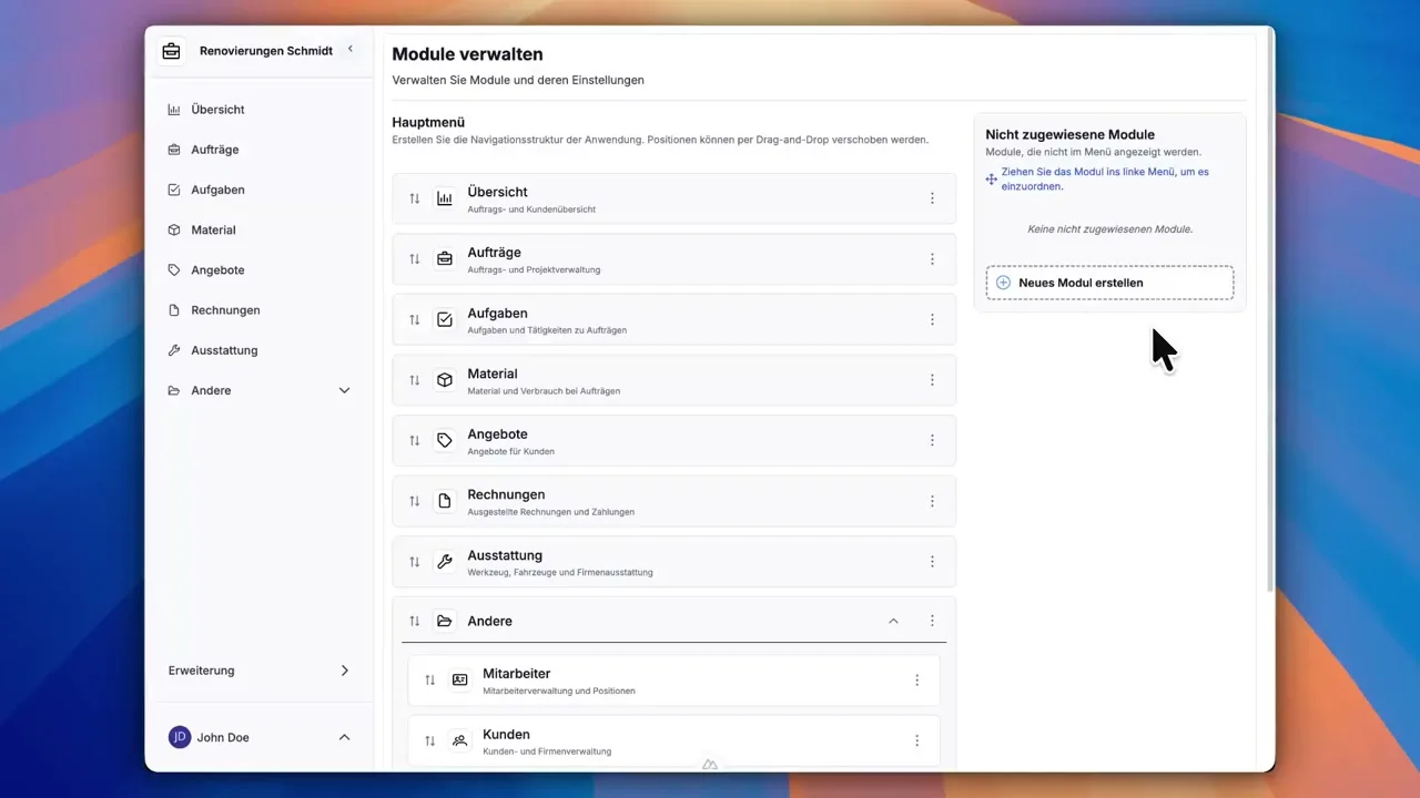 Übersichtliches Dashboard